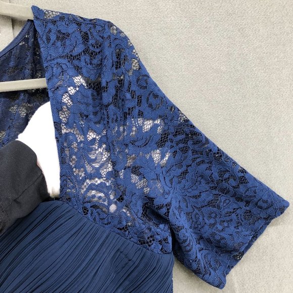 Ever Pretty Chiffon Lace Sleeve Blue Party Prom Evening Dress Size 18 Sweetheart - Picture 6 of 12